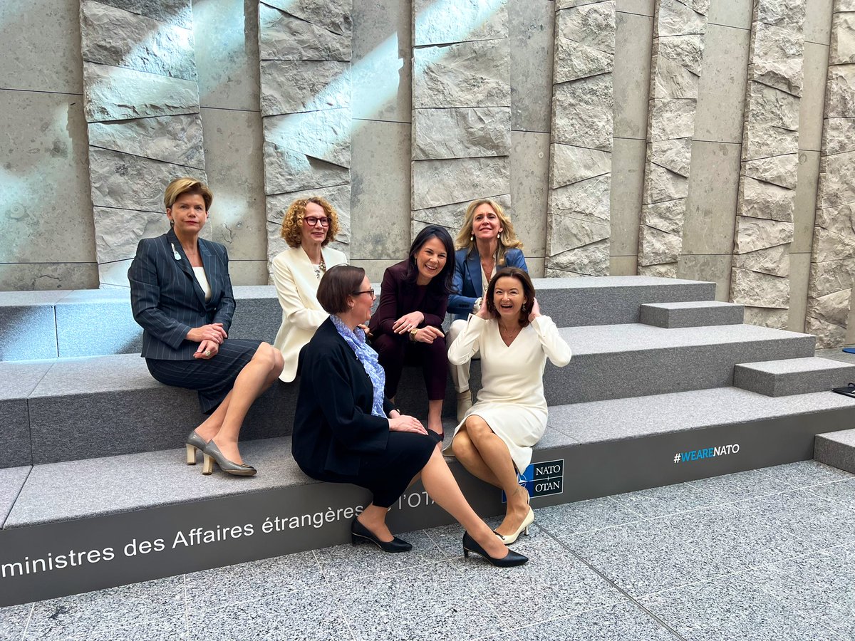 tfajon's tweet photo. A traditional #women Foreign Ministers photo at the @NATO #NatoForMin mtg.
@melaniejoly & @elinavaltonen you’re missed :)
@Braze_Baiba @DepSecGenNATO @ABaerbock @thorgkatrin @MariaStenergard https://t.co/gkrRjOwuho