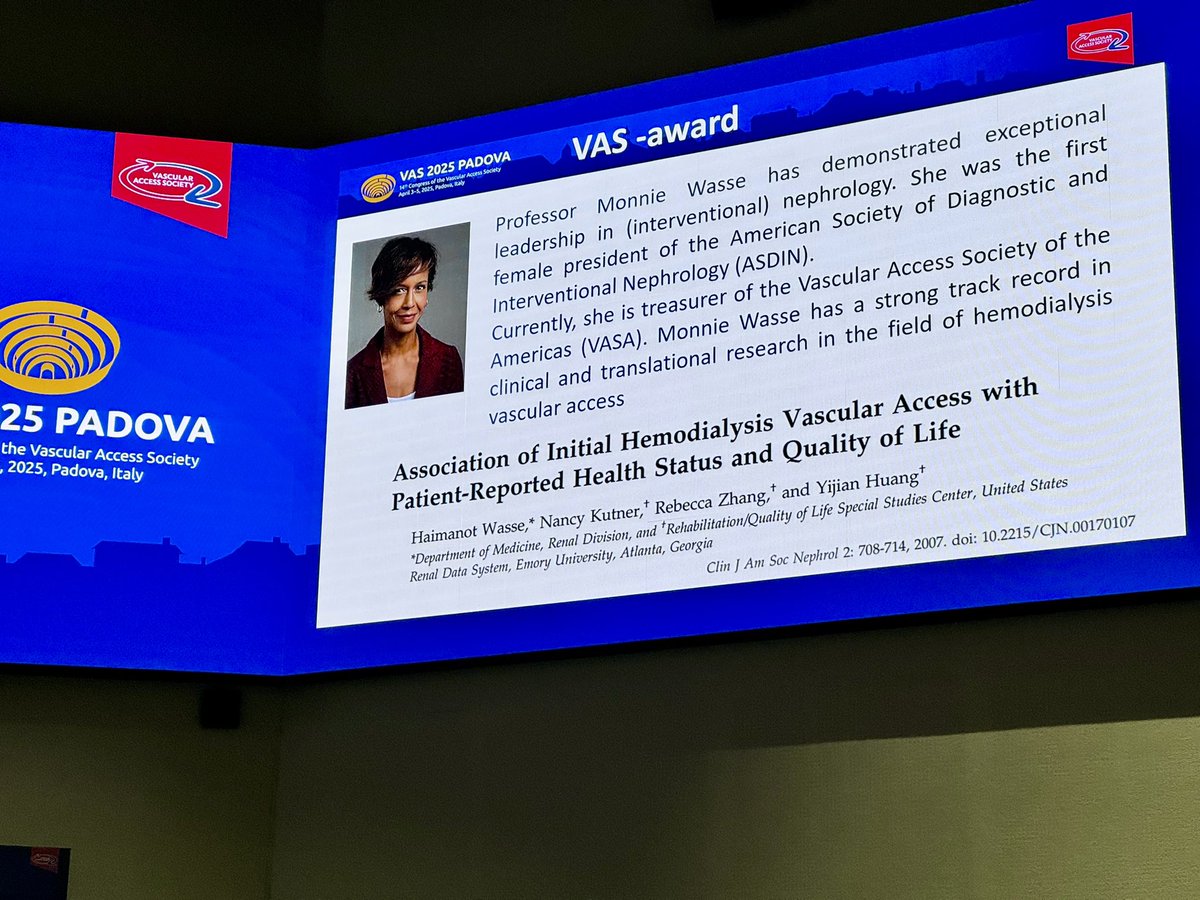One of this year’s #VAS award recipients is the (………. drumrolls 🥁…….) professor Monnie Wasse <a href="/wasse_m/">Monnie Wasse, MD, MPH</a> ! CONGRATULATIONS my friend for being acknowledged for all the work you did and do for Vascular Access patients and community! #VAS2025 #VascularAccessCare