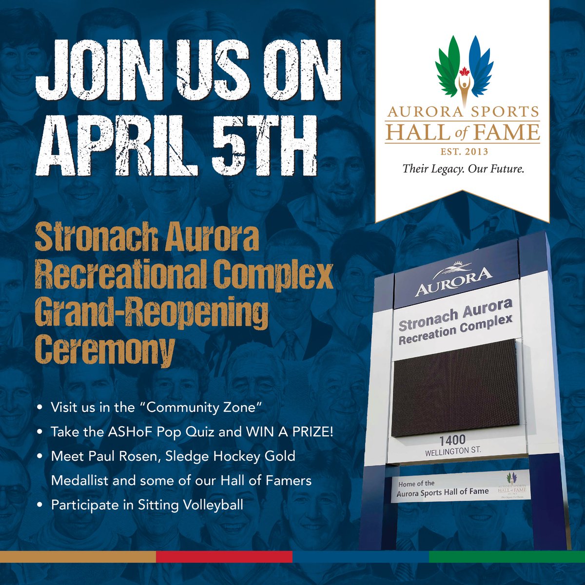 We’re thrilled to be part of the “Community Zone” this Saturday, April 5th at the SARC Grand Re-Opening, running from 10:00 am to 5:00 pm!

Come visit us this Saturday at the SARC, and help us make this an unforgettable day!

#AuroraProud #ASHoF #CommunityMatters #CelebrateSport