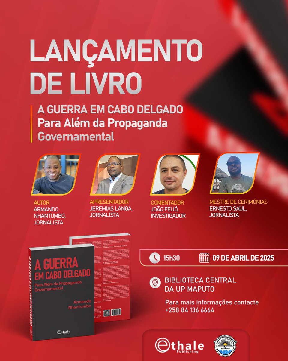 I am thrilled to announce the launch of my first book, which is about the war in Cabo Delgado. The book describes the beginning, evolution, and dynamics of the conflict, offering a factual history that helps to understand the armed insurgency in Northern Mozambique.