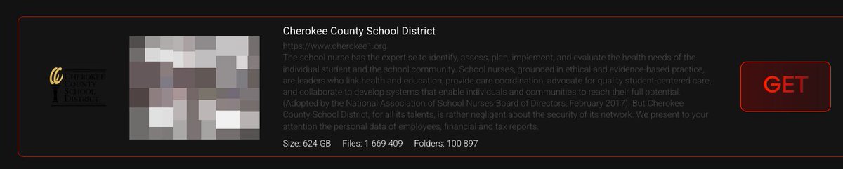 _venarixES_'s tweet image. El grupo #Interlock #ransomware ha sumado en su blog a Cherokee County School District (@CCSchools_SC), un distrito escolar público en #Gaffney, #SouthCarolina 🇺🇸, donde asisten más de 7,700 alumnos...
Más ℹ️ registrate gratis en #VenariX ➡️ venarix.com
#USA…