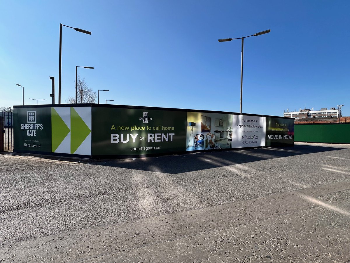 Sheriffs Gates just got a signage glow-up! 🔥

This install was an absolute monster! 😍 We rolled out three massive site boards at a whopping 6m x 4m, paired with six premium aluminium flagpoles in a sleek double-arm design for that extra prestige look. 💪✨