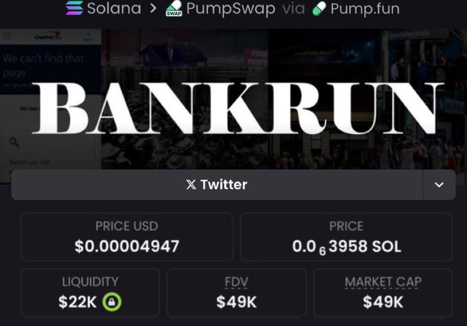 Spotted #Bankrun at $49k Mcap in my Private TG