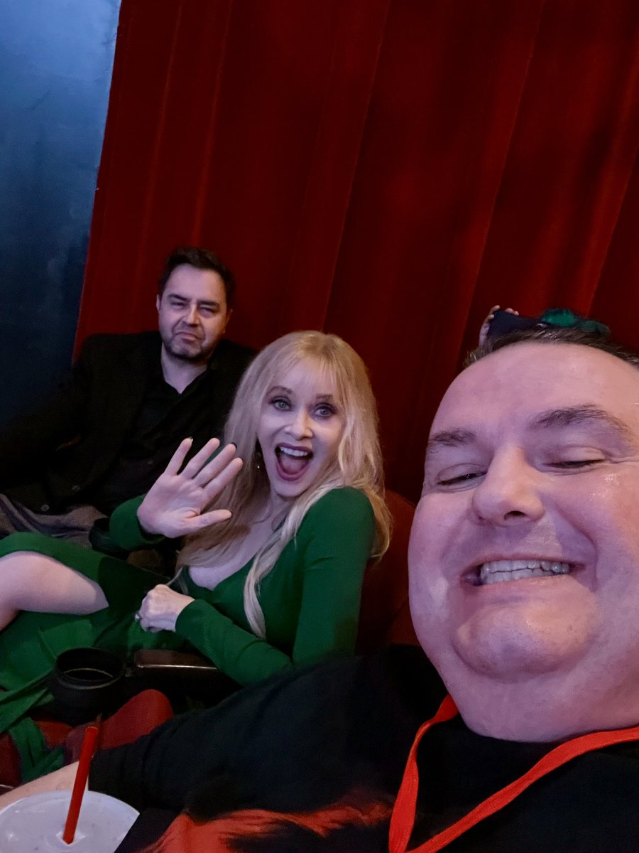 Chazzyc's tweet photo. @TheOverlookFest Night 1: @barbaracrampton is awesome, as is @PhilNobileJr , even with the curmudgeon face in the pic. 🙂 Re-Animator slaps on the big screen. Drop by @creetureshow is a fun thriller with a great cast &amp; fantastic climax. Great start to the fest! https://t.co/zMUmQuskyg