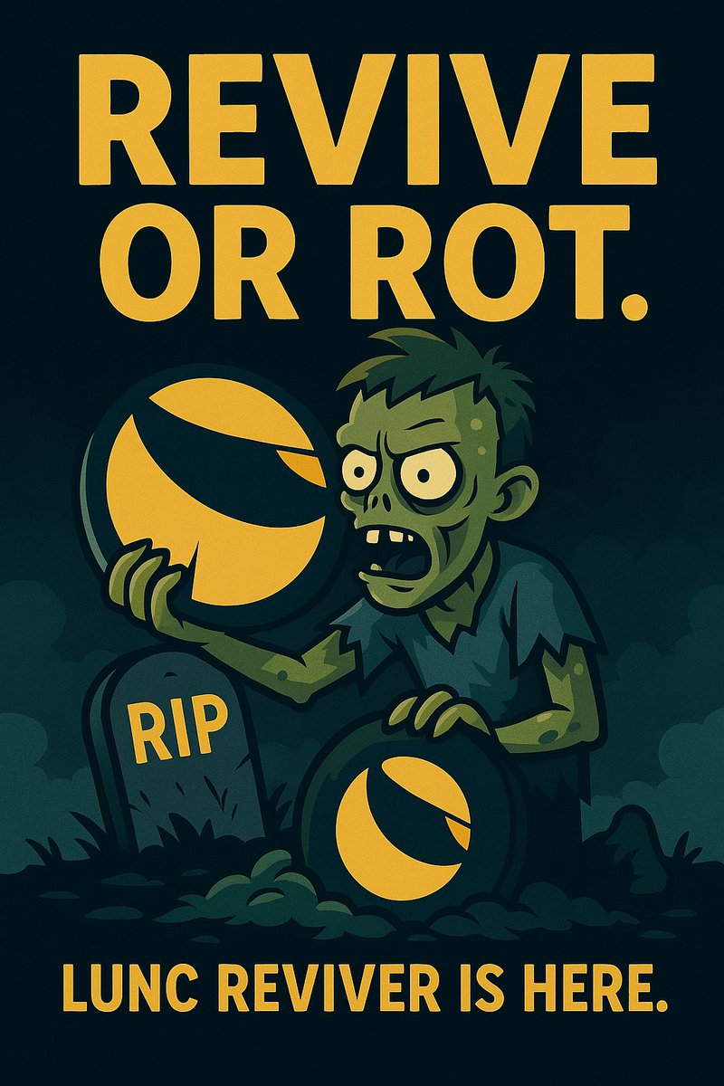 LUNCReviver's tweet photo. There are only two choices in this market:
REVIVE or ROT.
$LUNC Reviver chose resurrection — what about you?

Telegram: https://t.co/ktiThCP9y7
Buy or die: https://t.co/UTAHKEuY7Q

#LUNC #ZombieToken #BackFromTheDead https://t.co/jFTi11WMJ4