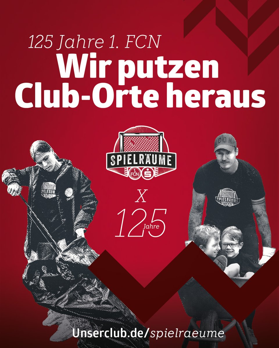 Die nächsten Aktionen für #FCN125 stehen an! 

Ab Samstag putzen wir bei 3 "Spielräume"-Aktionen zusammen mit <a href="/spknuernberg/">Sparkasse Nürnberg</a> und 300 Cluberern, besondere #FCN-Orte in Nürnberg fürs Jubiläum heraus.

U.a. dabei: Heini #Müller, Joti #Chatzialexiou, Tom #Brunner u.v.m. 🫶

#UnserClub