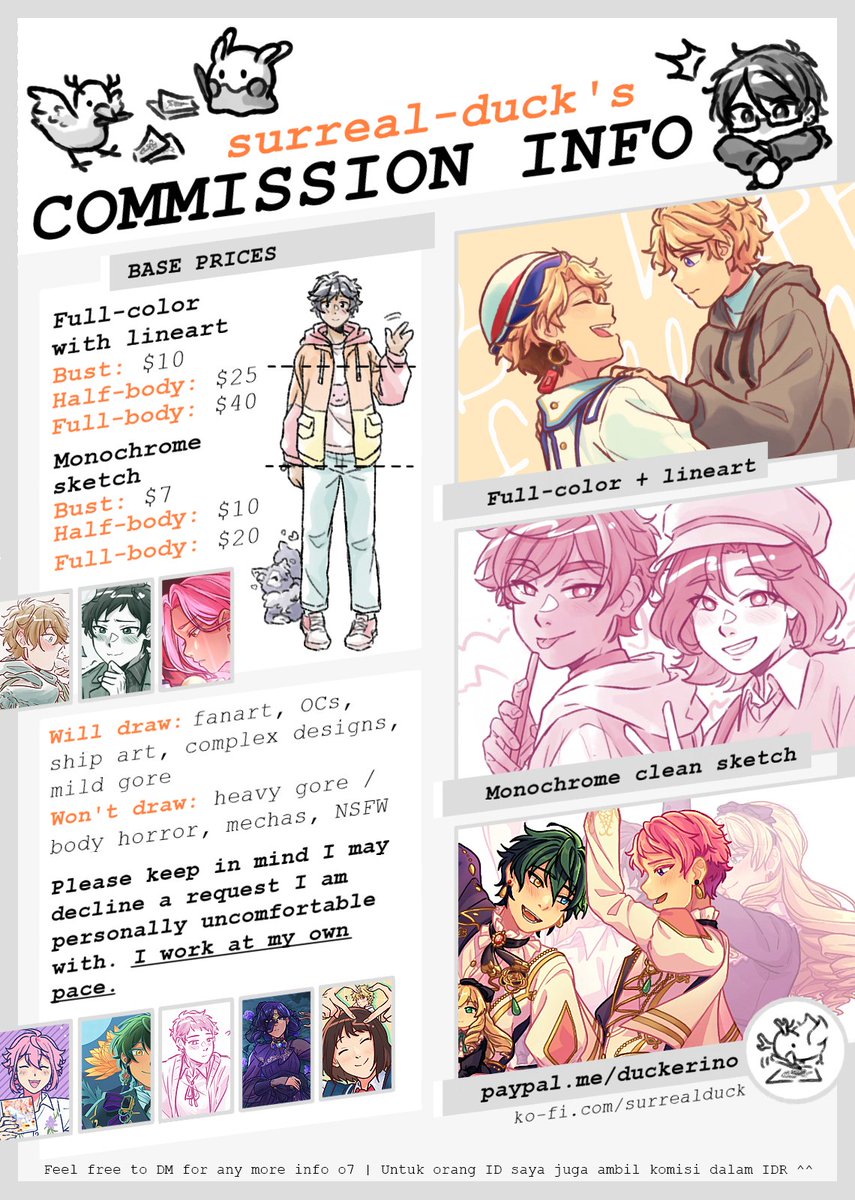 opening a couple commission slots while im still on break o7 feel free to dm if interested!
