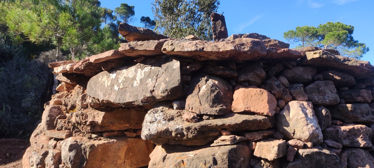 Amb les lloses sobrants un ràfec per cobrir la llinda lleugerament esquerdada...luxe de pedra seca!
#santllorençsavall #pedraseca #drystone