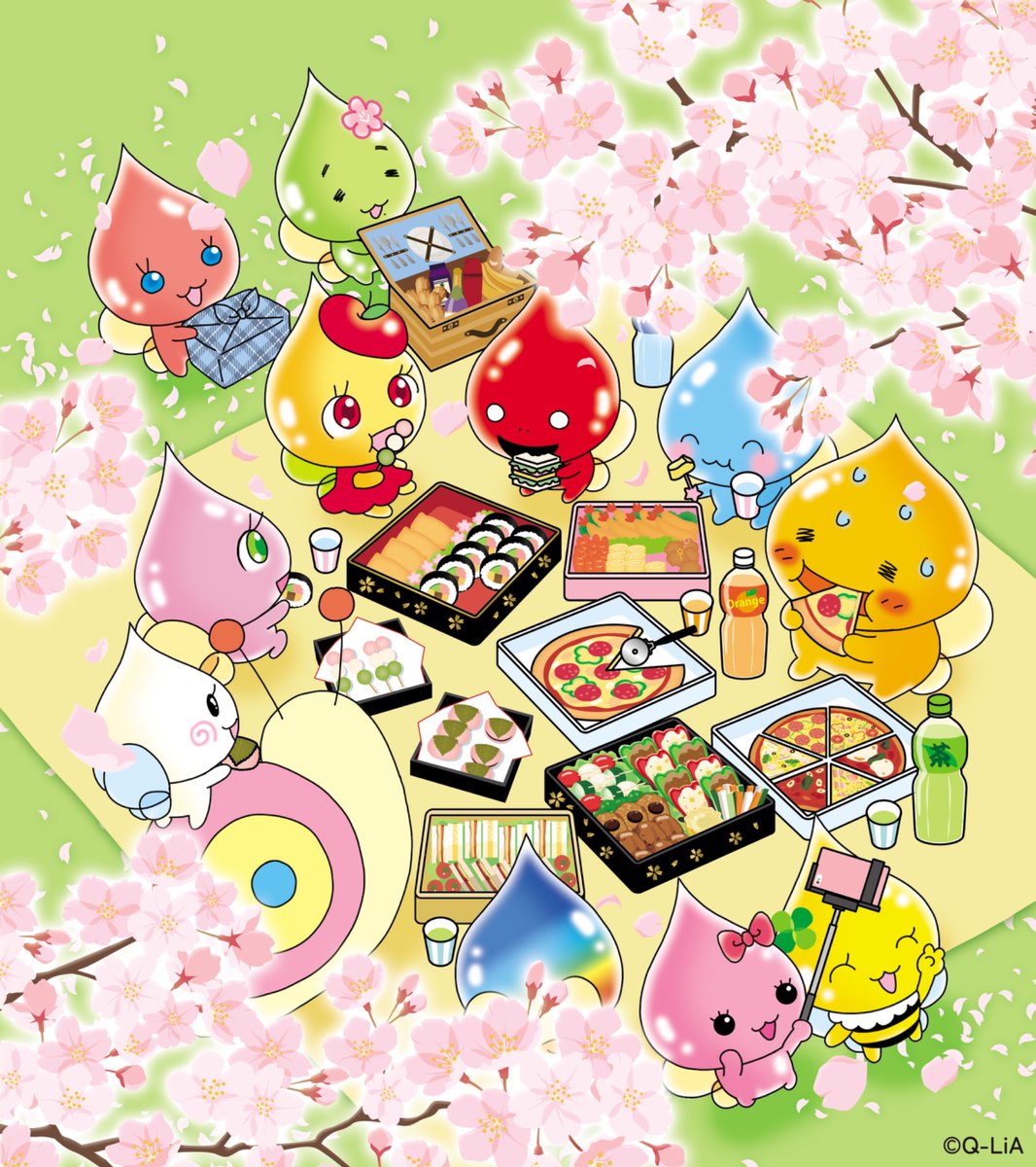 ⠀お花見 わ〜い!#しずくちゃんたち 」|しずくちゃん【公式】のイラスト