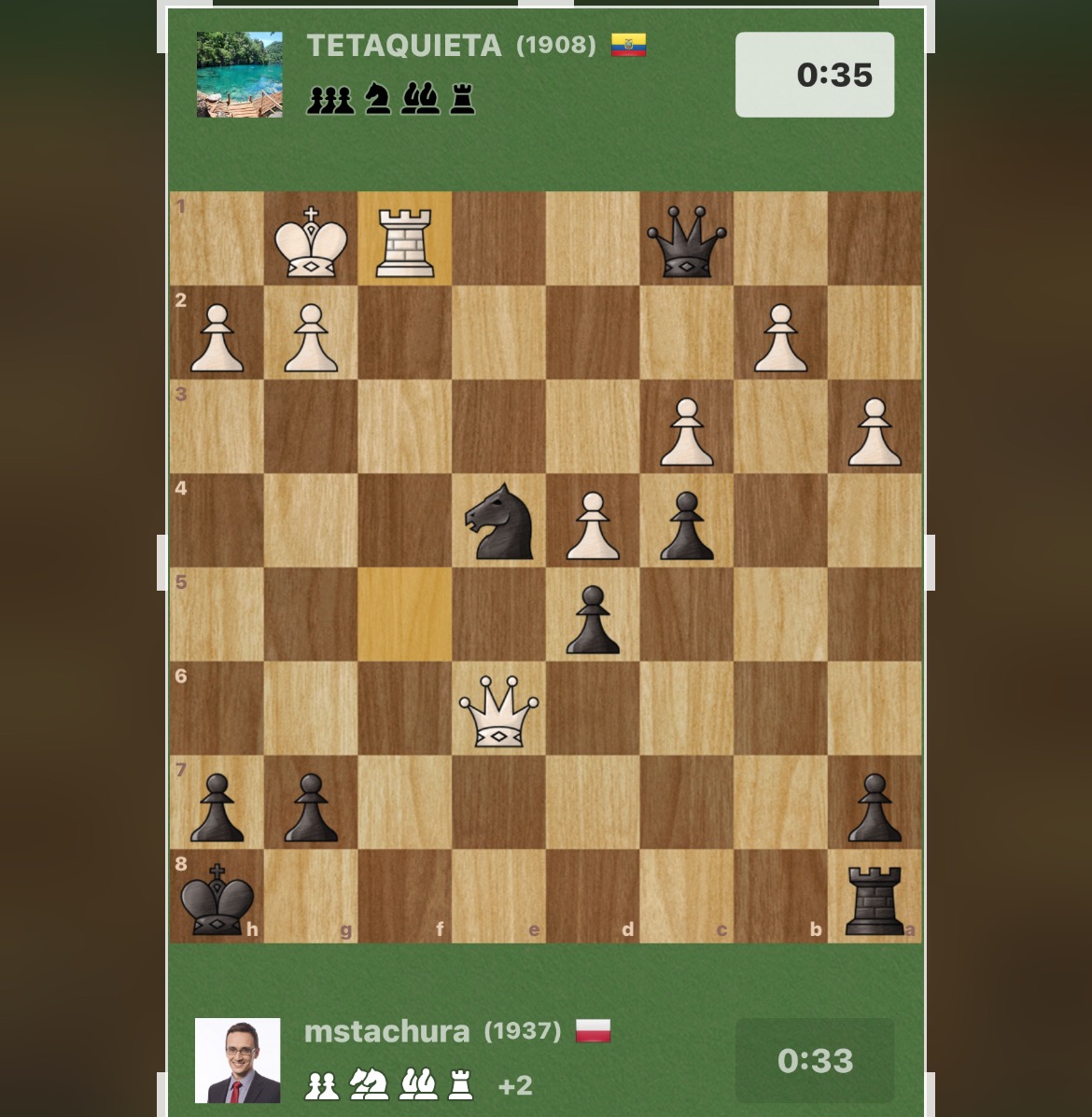 Dla  pasjonatów królewskiej gry zagadka - mat w 5 ruchach (czarne  zaczynają). Schemat kilkanaście razy robiłem w zadaniach - a wreszcie  pierwszy raz w życiu wszedł w partii 😀#szachy #chess