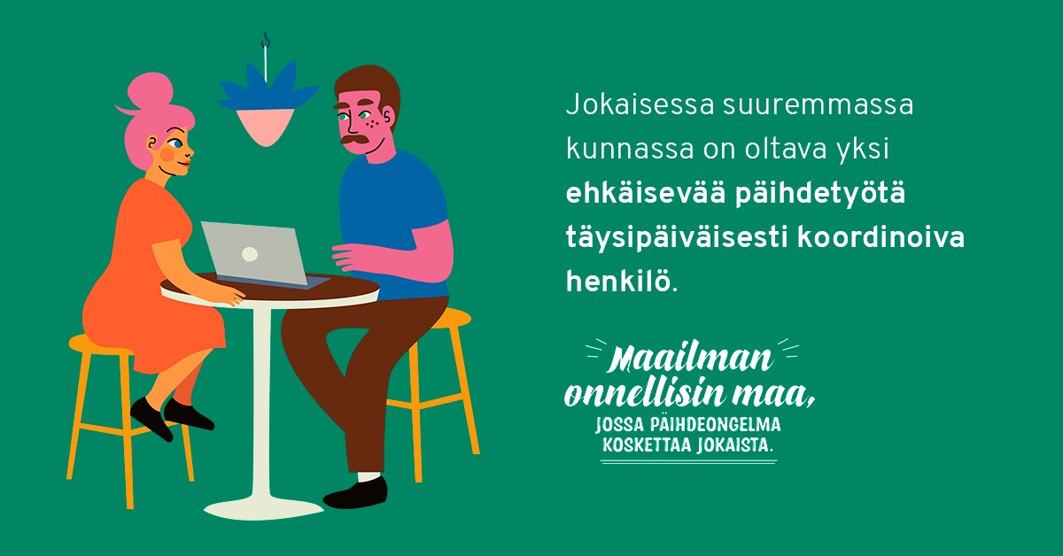 Hyvinvoiva kunta edistää aktiivisesti aikuisväestön hyvinvointia sekä tekee toimia päihteidenkäytön ja pelihaittojen ehkäisemiseksi.
Ehkäisevään päihdetyöhön panostaminen on inhimillistä ja edullisempaa kuin ongelmien korjaaminen. Tutustu ratkaisuihimme ehkäisevän päihdetyön