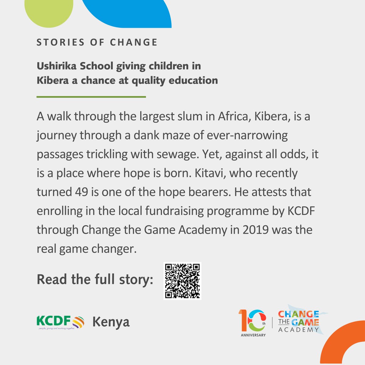 Kenya Community Development Foundation (@kcdf) on Twitter photo ✨ 10 Years of Change: Weaving a Brighter Future✨ Ushirika School in Kibera slums offers students hope through quality education in a safe, supportive environment. For 10 years,<a href="/CTGAcademy/">Change the Game Academy</a> has empowered changemakers like them.
Read here: bit.ly/3YgUCMN
#CtGA10Years ✨ 10 Years of Change: Weaving a Brighter Future✨ Ushirika School in Kibera slums offers students hope through quality education in a safe, supportive environment. For 10 years,<a href="/CTGAcademy/">Change the Game Academy</a> has empowered changemakers like them.
Read here: bit.ly/3YgUCMN
#CtGA10Years