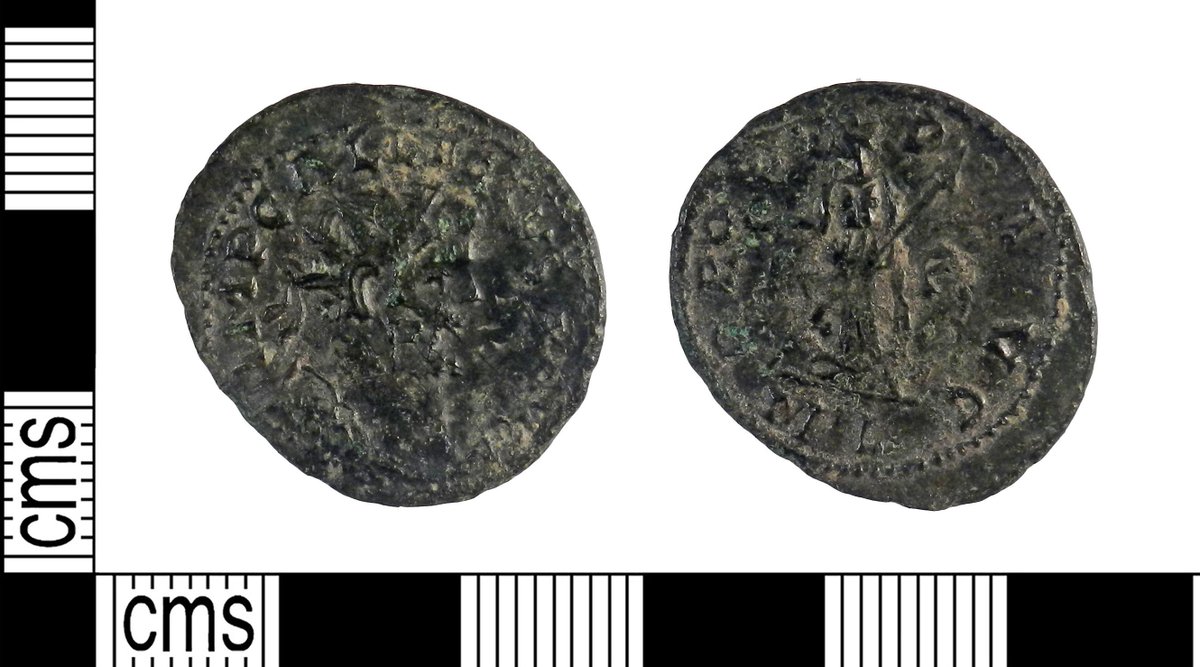 YORYM_FLO's tweet image. This radiate of Allectus dates to AD 293-6. The obverse legend is probably a variant, but the overall style of the coin suggests it might be irregular. This coin is included in Sam Moorhead's corpus for RIC which is now available to buy. #FindsFriday finds.org.uk/database/artef…