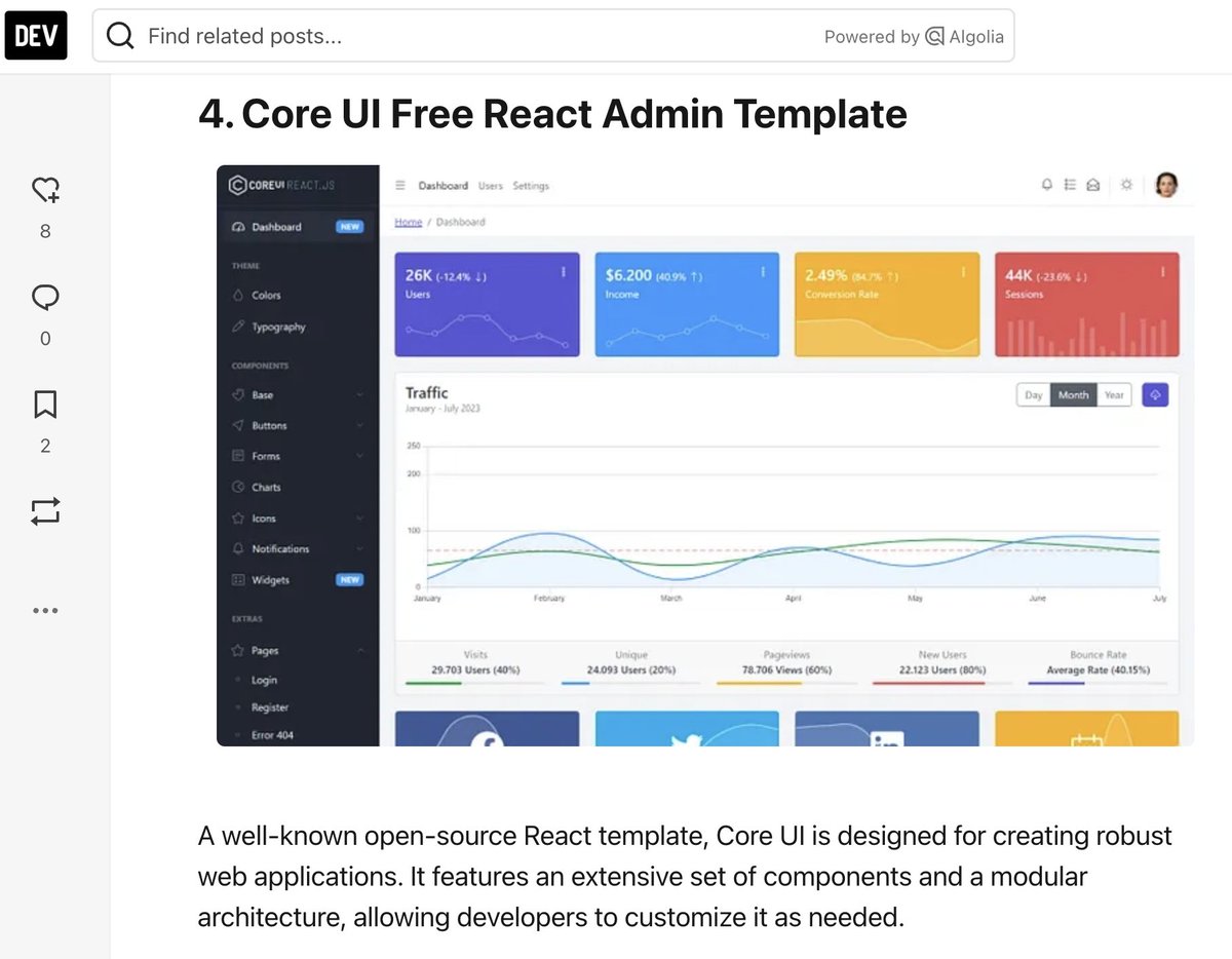 core_ui's tweet image. 🚀 CoreUI just landed on DEV’s Top 21 Free React Dashboard Templates!

They say, &quot;Good devs copy, great devs paste,&quot;😇 but the smartest devs just use CoreUI. 😏

🔗 Check it out dev.to/joodi/top-21-f… #CoreUI #React #uidesign #thankyou Joodi @ThePracticalDev