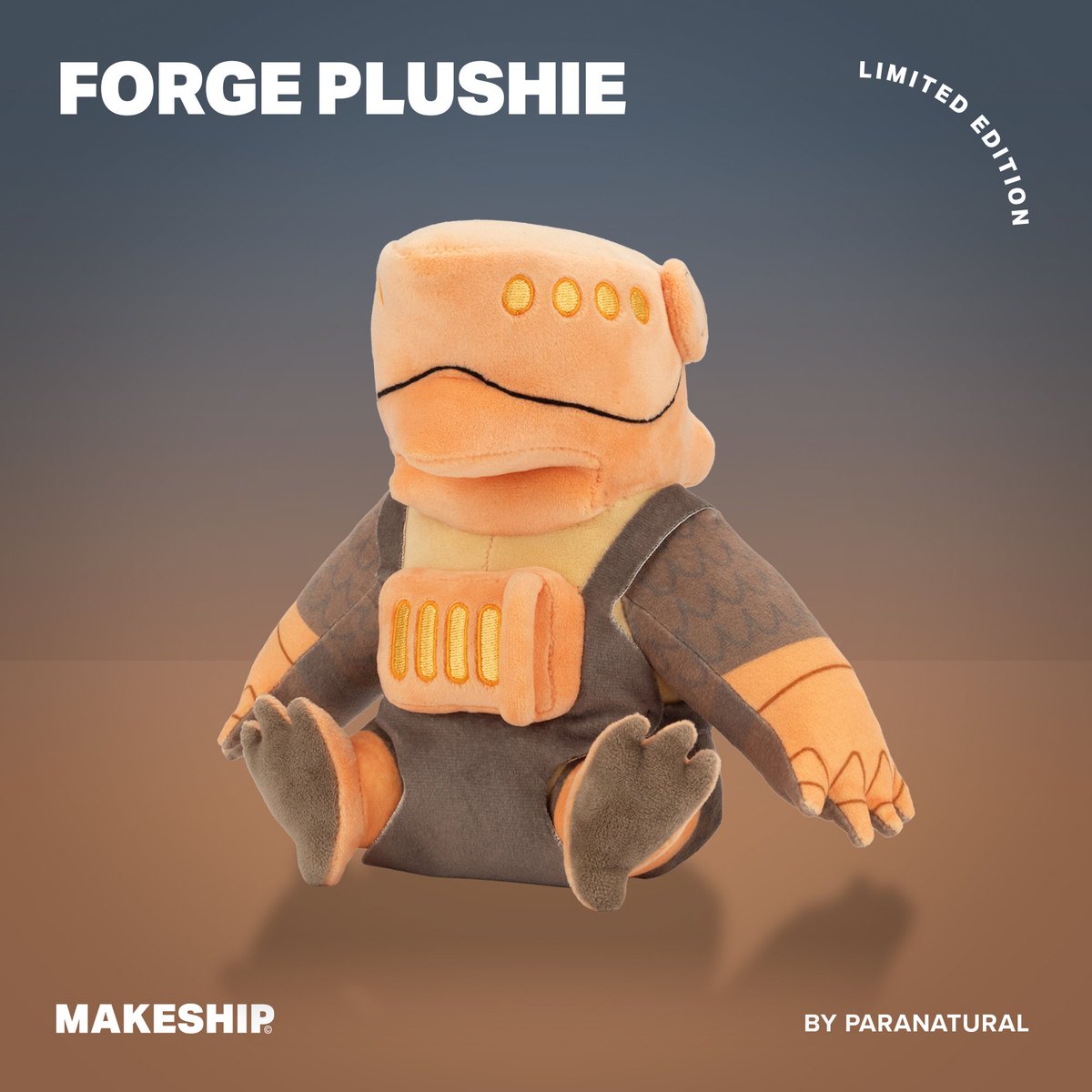 There's about to be only THREE DAYS LEFT to get a Forge Plush! Help me spread the word and hit the 400 sold goal! makeship.com/products/forge…