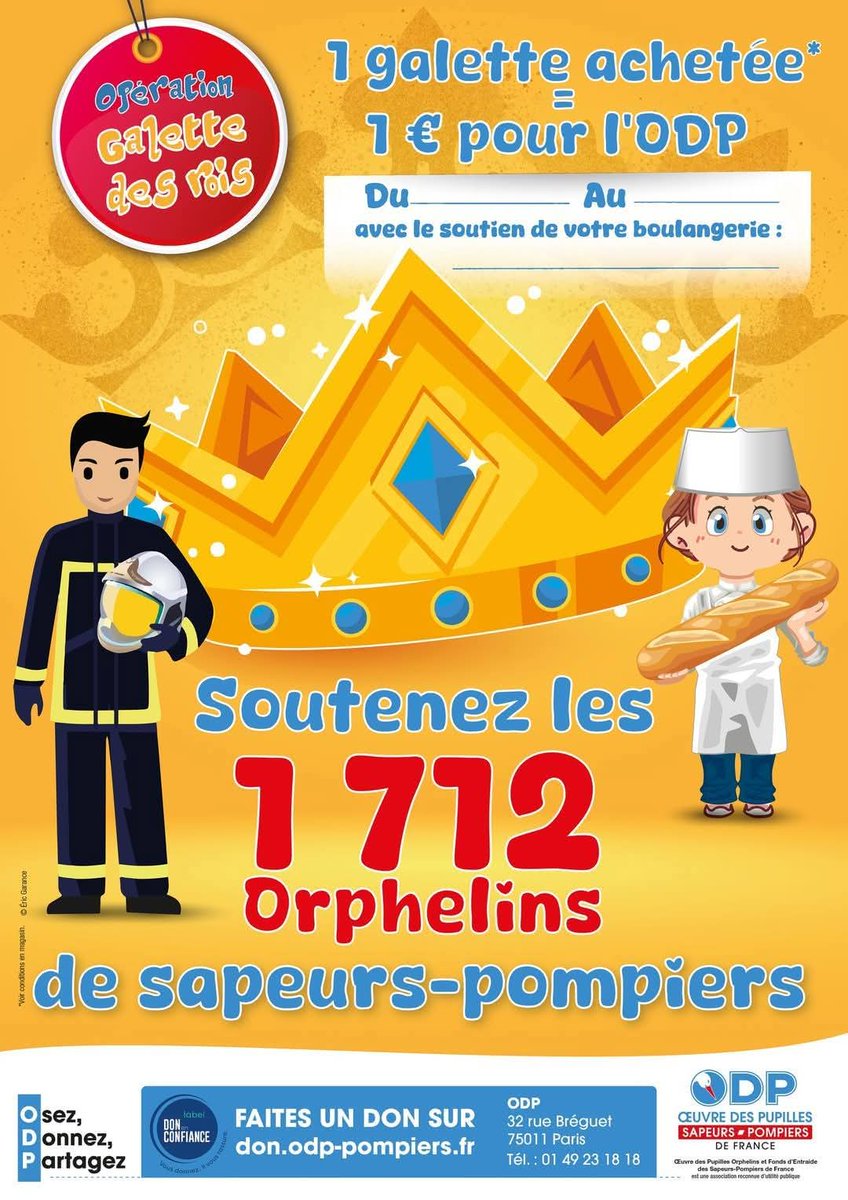 Opération galettes des 👑 #ODP 2025
Grâce à la mobilisation d'artisans boulangers /pâtissiers et d'amicales du <a href="/nievrefr/">Département de la Nièvre</a>, 4813 💶  vont être reversés à <a href="/OdpPompiers/">ODP Sapeurs-Pompiers de France</a>
Depuis la création de cette opération en 2022, c'est une somme totale de 17586,50💶  qui à été reversée à l '#ODP