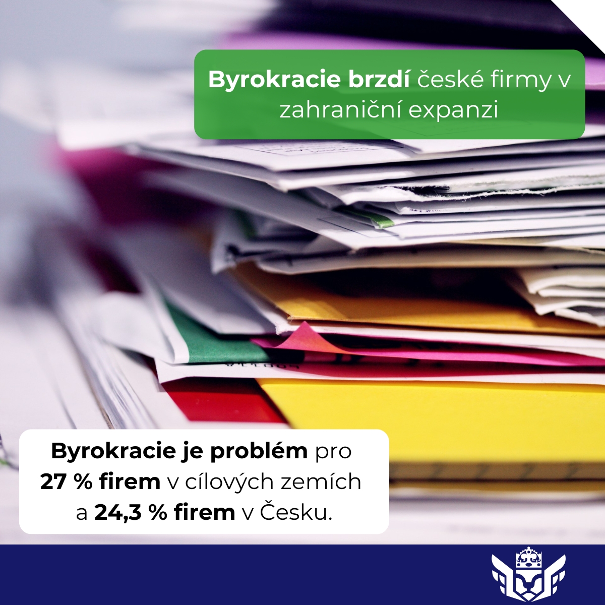 🌍 České firmy brzdí v expanzi do zahraničí byrokracie, ne konkurence. 📑❌ Až 27 % firem bojuje s byrokracií v cílových zemích a 24,3 % doma. Přesto to nevzdávají a do zahraničí chtějí – stát i EU musí zjednodušit procesy!

Více informací: komora.cz/blog/tiskove-z…