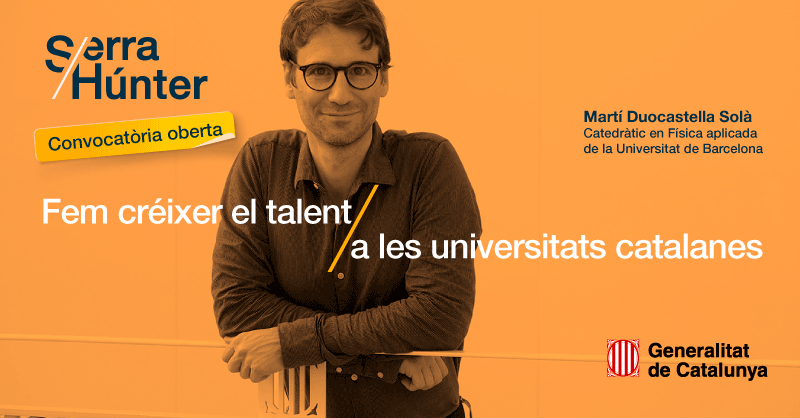 🆕 A punt la convocatòria del #PlaSerraHúnter25 

🎯 Objectiu: captar professorat universitari qualificat i amb excel·lència internacional per incorporar-lo al sistema universitari català.

🗓️ Oberta del 7 al 28 d'abril: apunta’t la data!

➕ℹ
🔗recercaiuniversitats.gencat.cat/ca/serra-hunter