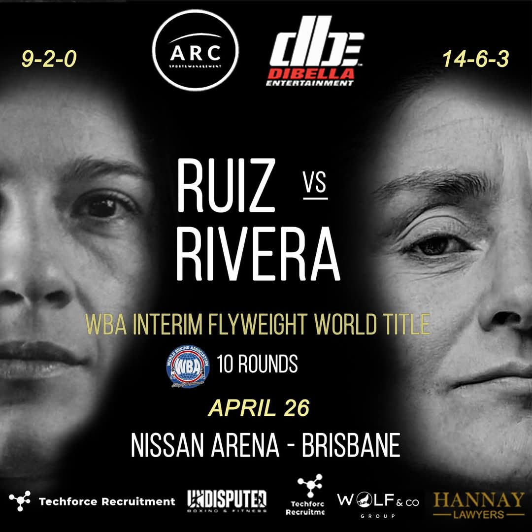 h_hkan's tweet photo. Viviana Ruiz will challenge the champion Maria Rivera for the WBA Interim Flyweight World Title on Saturday April 26, at Nissan Arena in Brisbane,Australia đ„đ„ @vruizcorredor @DiBellaEnt
#RuizRivera #GoodallTupou #WatermanDavidson #ArcSports #DibellaEnt https://t.co/MyIr6KTxmz