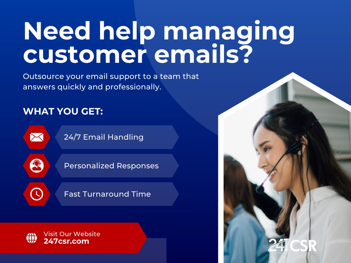 247_csr's tweet photo. We offer Email Support Solutions tailored to meet the unique needs of your business. Our team of highly skilled and experienced support specialists is dedicated to providing exceptional customer service that exceeds expectations.

Contact us today!
https://t.co/5GGpocIWlp https://t.co/m69bDW59fB