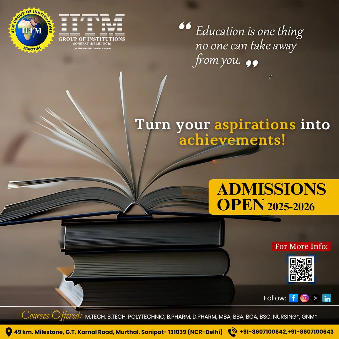 iitmgoi's tweet photo. Every big dream begins with a spark — a vision of what you want to become. At IITM College, we don’t just teach subjects; we shape careers, mold leaders, and empower visionaries. https://t.co/FlY5qr6Ydo