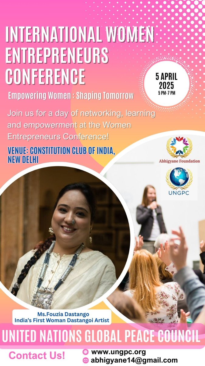 "Honored to receive an award at the International Women Entrepreneurs Conference! Grateful to be recognized for my journey as India’s first woman Dastangoi artist. Join me in celebrating storytelling, culture, and empowerment on April 5, 2025, at the Constitution Club of India.