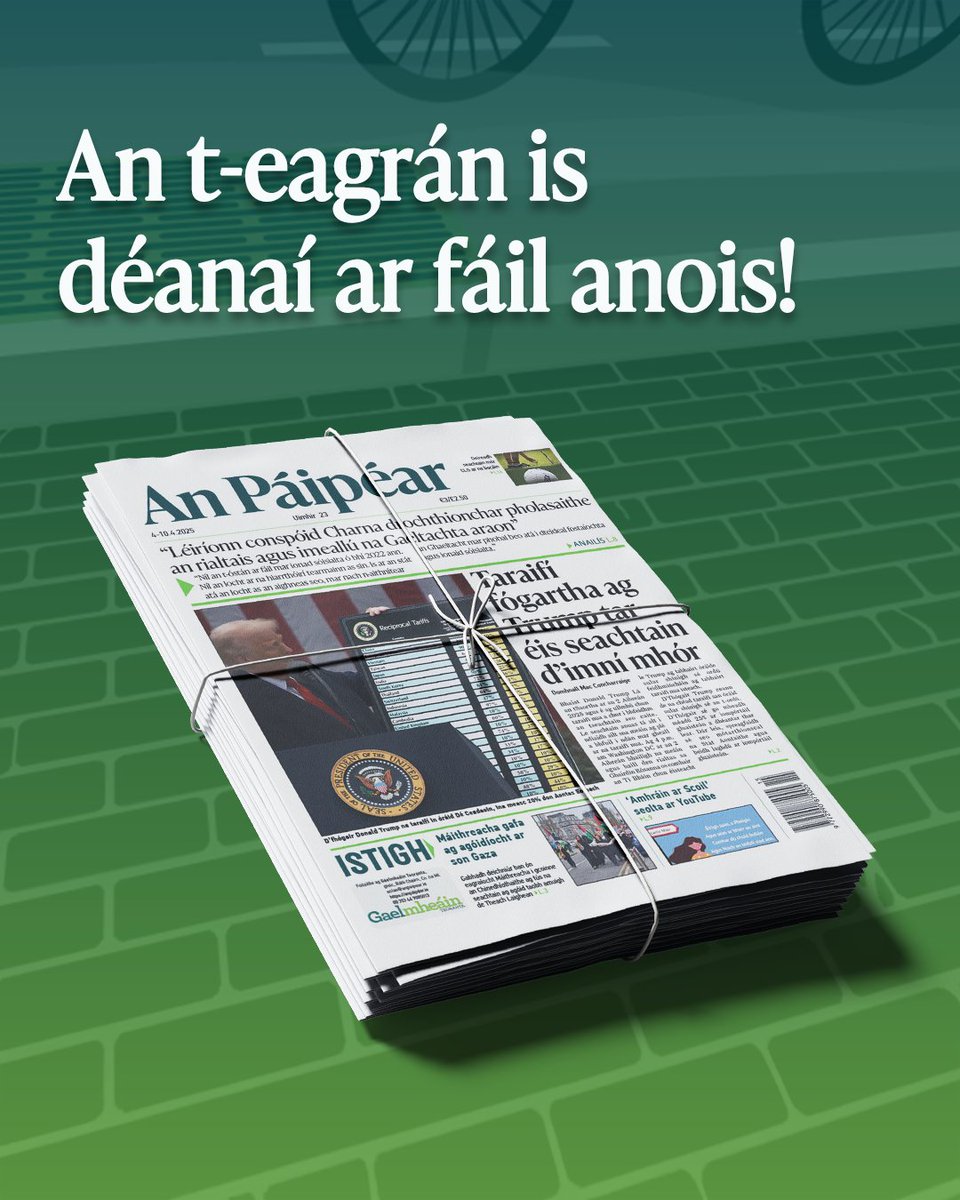 An Páipéar (@anpaipear) on Twitter photo Pioc suas An Páipéar sa siopa inniu ná faigh síntiús clóite nó digiteach ag anpaipear.ie 📰
<a href="/GaeilgeMhaighEo/">Gaeilge Mhaigh Eo</a> <a href="/MuineachanleG/">Muineachán Le Gaeilge</a> <a href="/DGleGaeilge/">Dún Garbhán le Gaeilge</a> @TraLiLeGaeilg #AnPáipéar #Nuacht #Gaeilge Pioc suas An Páipéar sa siopa inniu ná faigh síntiús clóite nó digiteach ag anpaipear.ie 📰
<a href="/GaeilgeMhaighEo/">Gaeilge Mhaigh Eo</a> <a href="/MuineachanleG/">Muineachán Le Gaeilge</a> <a href="/DGleGaeilge/">Dún Garbhán le Gaeilge</a> @TraLiLeGaeilg #AnPáipéar #Nuacht #Gaeilge