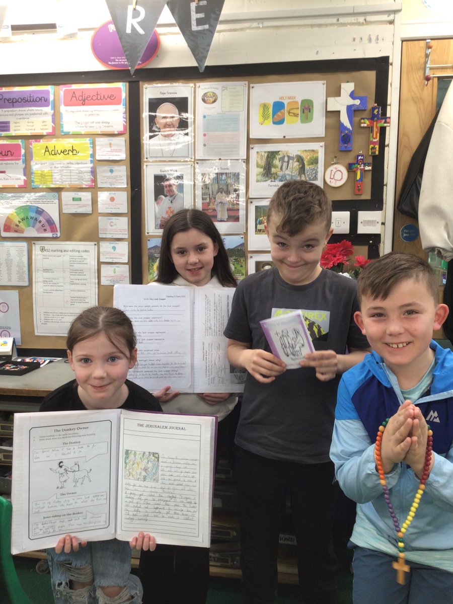 Year 4 have been busy during Holy Week! We have written newspaper articles celebrating Palm Sunday, we have been discussing the significance of the last supper, attended a service of reconciliation and presented a liturgy for Maundy Thursday. 🙏✝️
