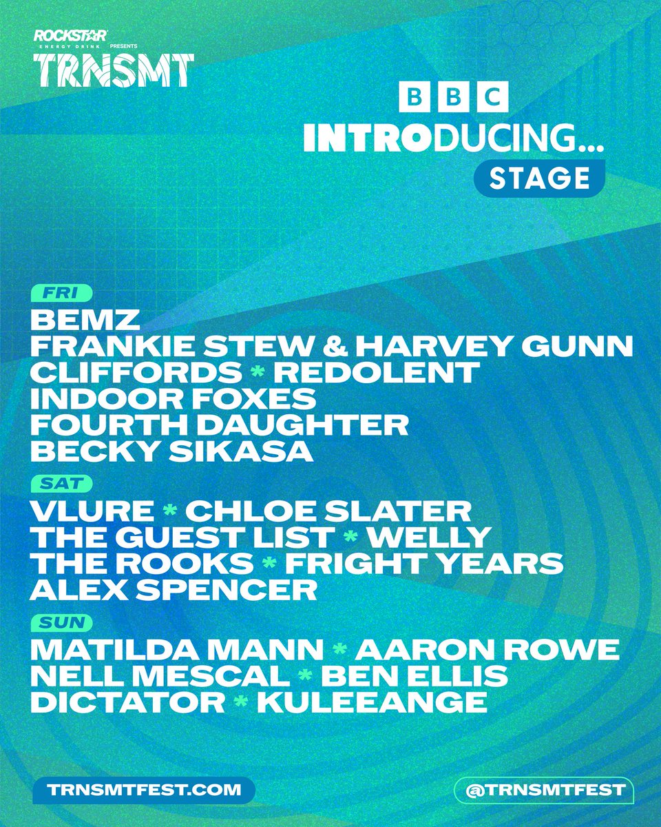 🌍 (@bigbemz1) on Twitter photo Honoured to be headlining the <a href="/bbcintroducing/">BBC Music Introducing</a> stage on Friday at <a href="/TRNSMTfest/">TRNSMT Festival</a> ‼️
Can’t wait to see you all out there 💚 Honoured to be headlining the <a href="/bbcintroducing/">BBC Music Introducing</a> stage on Friday at <a href="/TRNSMTfest/">TRNSMT Festival</a> ‼️
Can’t wait to see you all out there 💚
