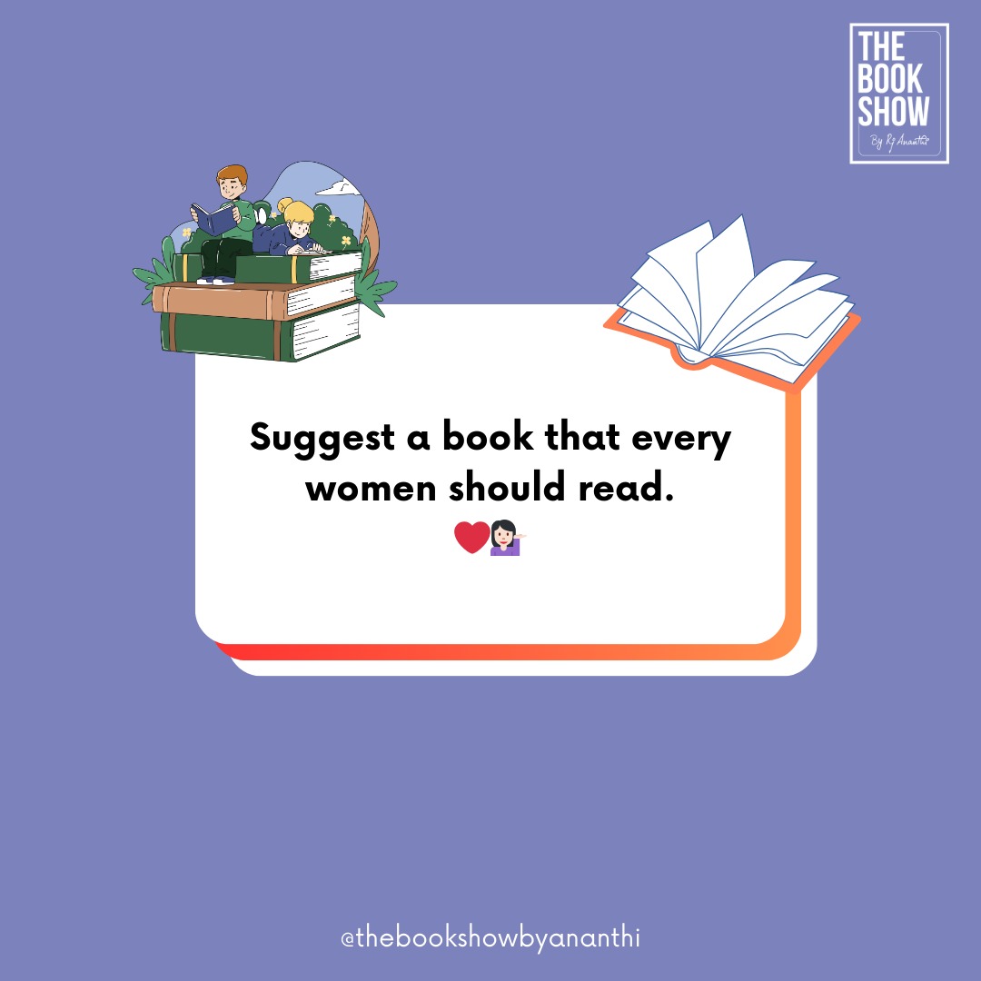 TheBookShow3's tweet image. If you could put one book in the hands of every woman, what would it be and why? 🤍💁🏻‍♀️❤️📚

#TheBookShow #RJAnanthi #BookReader #booksuggestions #BookRecommendations #BooksForWomen
