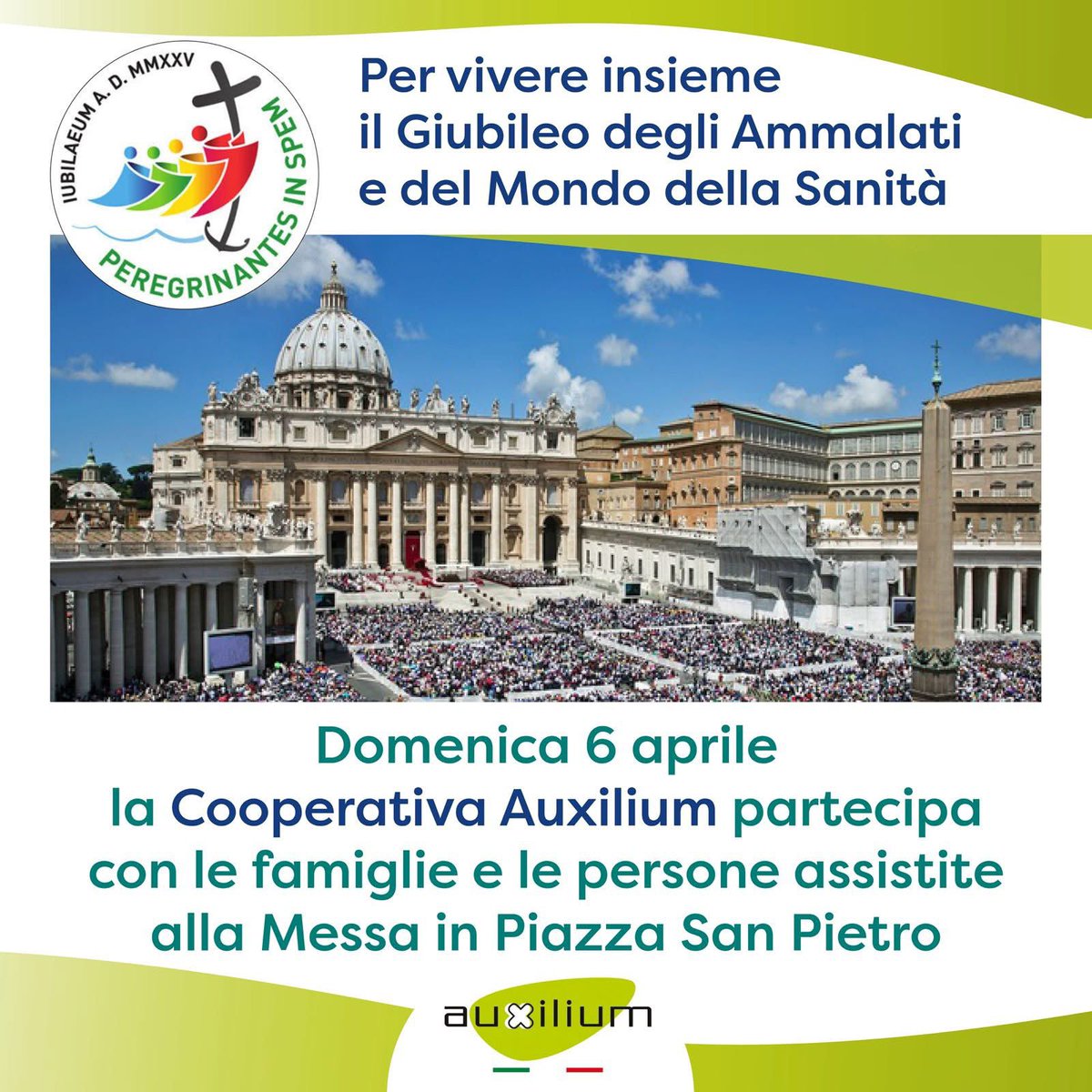 Cooperativa Auxilium (@auxiliumcoop) on Twitter photo #Giubileo degli Ammalati e del Mondo della Sanità. Il 5 e il #6aprile sarà un momento speciale, da vivere insieme per le persone vulnerabili, per chi si prende cura di loro, per le famiglie. <a href="/vaticanIHD_IT/">Sviluppo Umano Integrale</a> <a href="/CEI_news/">CEInews</a> <a href="/bambinogesu/">Bambino Gesù</a> <a href="/unitalsi_stampa/">UNITALSI Uff.Stampa</a> <a href="/ChiorazzoAngelo/">Angelo Chiorazzo</a> <a href="/don_gnocchi/">FondazioneDonGnocchi</a> #Giubileo degli Ammalati e del Mondo della Sanità. Il 5 e il #6aprile sarà un momento speciale, da vivere insieme per le persone vulnerabili, per chi si prende cura di loro, per le famiglie. <a href="/vaticanIHD_IT/">Sviluppo Umano Integrale</a> <a href="/CEI_news/">CEInews</a> <a href="/bambinogesu/">Bambino Gesù</a> <a href="/unitalsi_stampa/">UNITALSI Uff.Stampa</a> <a href="/ChiorazzoAngelo/">Angelo Chiorazzo</a> <a href="/don_gnocchi/">FondazioneDonGnocchi</a>