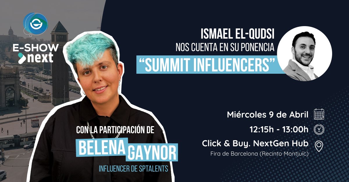 🚀 ¡Ismael El-Qudsi en E-SHOW Barcelona 2025 con la participación especial de Belena Gaynor!

📅 9 de abril de 2025 | ⏰ 12:15 - 13:00
📍 Fira de Barcelona (Recinto Montjuïc)

🔗 Más info: bit.ly/4jizUVb

#ESHOWBarcelona #SocialPubli #IsmaelElQudsi #BelenaGaynor