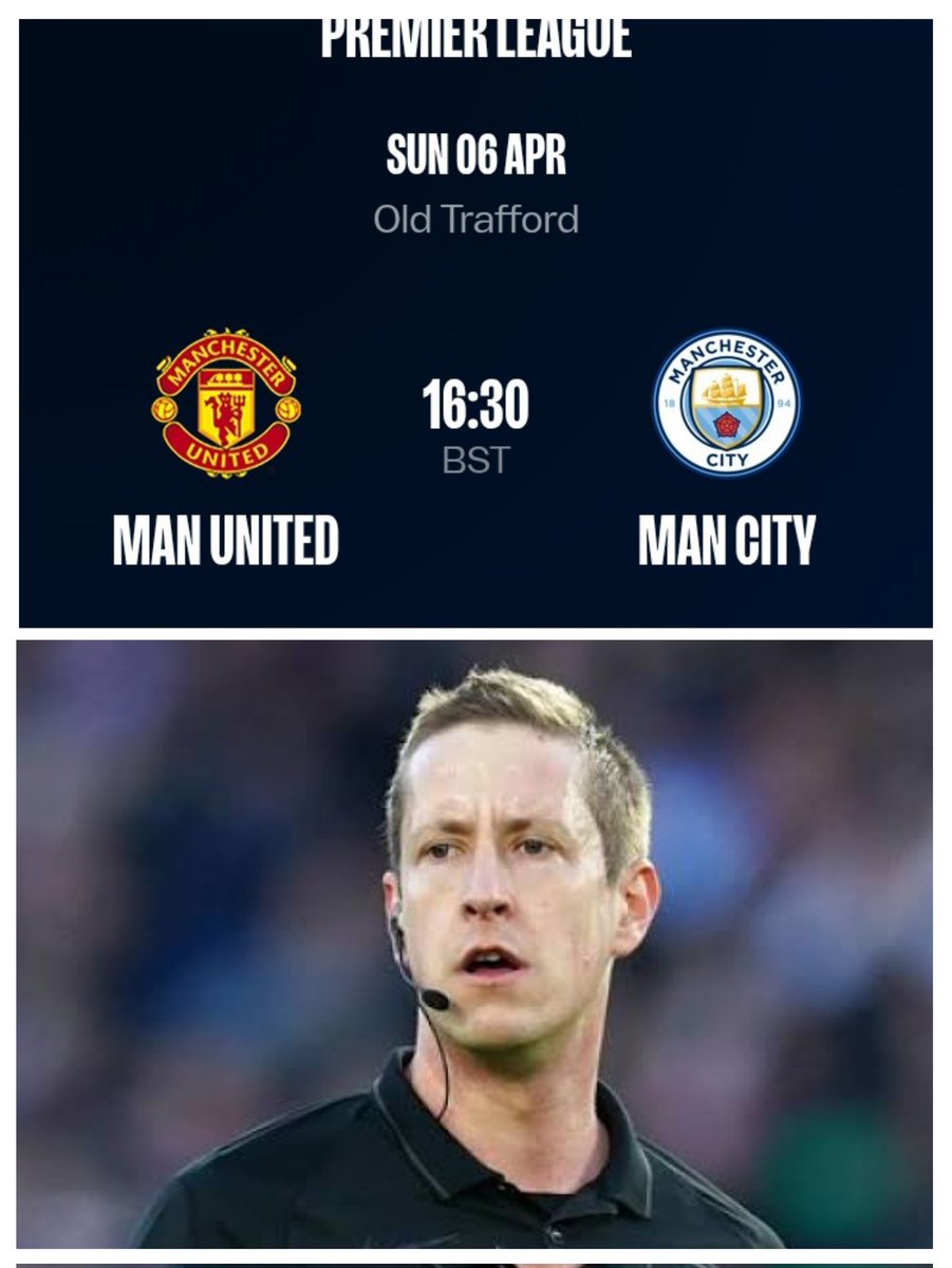 ManCityplus's tweet image. John Brooks is to officiate the match between Manchester United vs Manchester City at the Old Trafford Stadium.