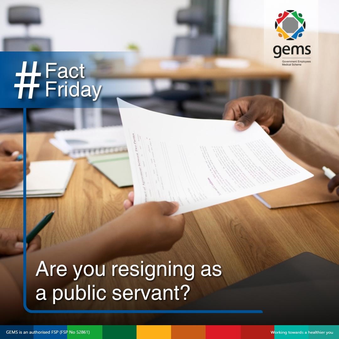 Did you know?

If you resign as a public service employee, your GEMS membership is terminated immediately. If you or your healthcare provider claim for services rendered after you have resigned, you will be held liable for the relevant medical costs. 

Email us on
