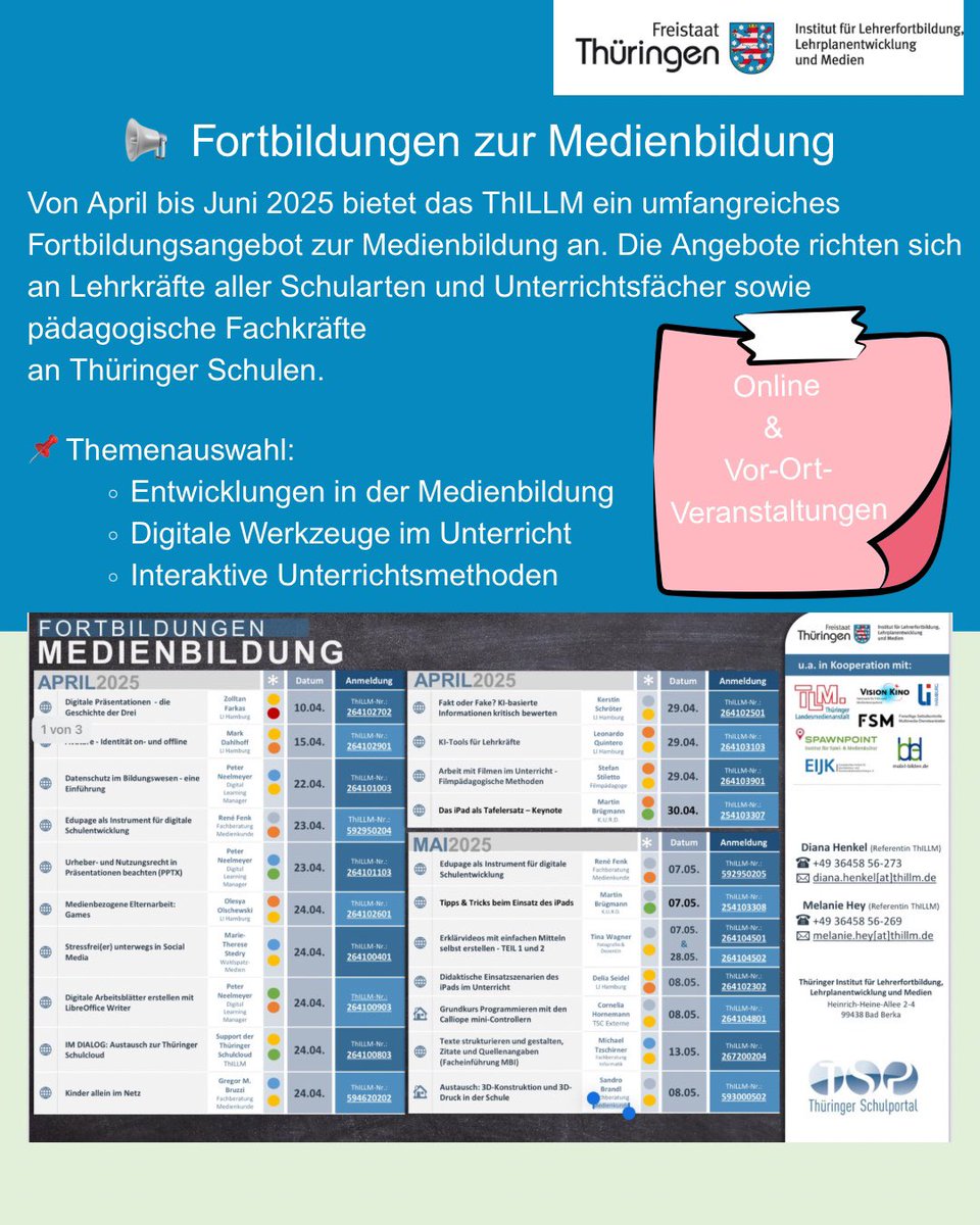 Thillm (@thillm) on Twitter photo Hier geht es zum Flyer mit dem Gesamtangebot April bis Juni 25 schulportal-thueringen.de/get-data/98689… Hier geht es zum Flyer mit dem Gesamtangebot April bis Juni 25 schulportal-thueringen.de/get-data/98689…