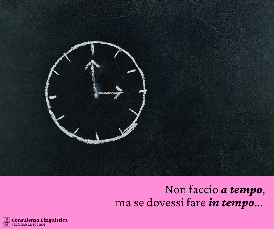 E voi, fate "a tempo" o "in tempo"? La risposta di oggi ci parla di queste due locuzioni: bit.ly/4i18aDh. 
Buona lettura!