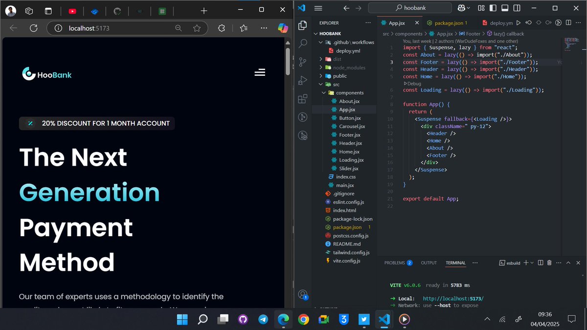 I build this static website with React and Tailwind CSS
it's an old project but I thought it worth sharing with y'all 
fox-hoobank.vercel.app