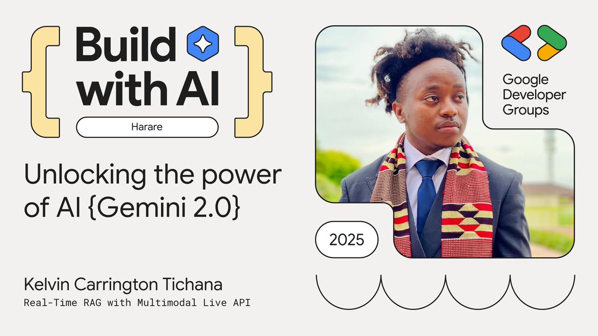gdg_harare's tweet image. Join us this Saturday and be able to perform real-time RAG with the multimodal live Gemini API.
RSVP: tiny.url/bwai263bv
#AI #Podcast #Gemini #Gemma