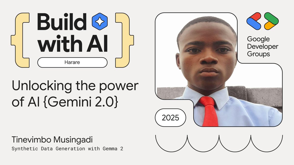 gdg_harare's tweet image. Join us this Saturday and learn how to generate Synthetic data for data-driven projects with Gemma.
RSVP: tiny.url/bwai263bv
#AI #Podcast #Gemini #Gemma