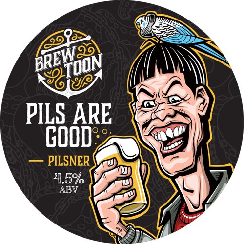 🤠🍻 PILS ARE GOOD 🍻🤠

A nod to one of the greatest ever movies of all time!

A crisp &amp; clean moreish pilsner, fresh enough to cool down any atomic peppers. No mustard or ketchup required. 

*No parakeets were harmed in the making of this beer 🦜 

🛒 brewtoon.com