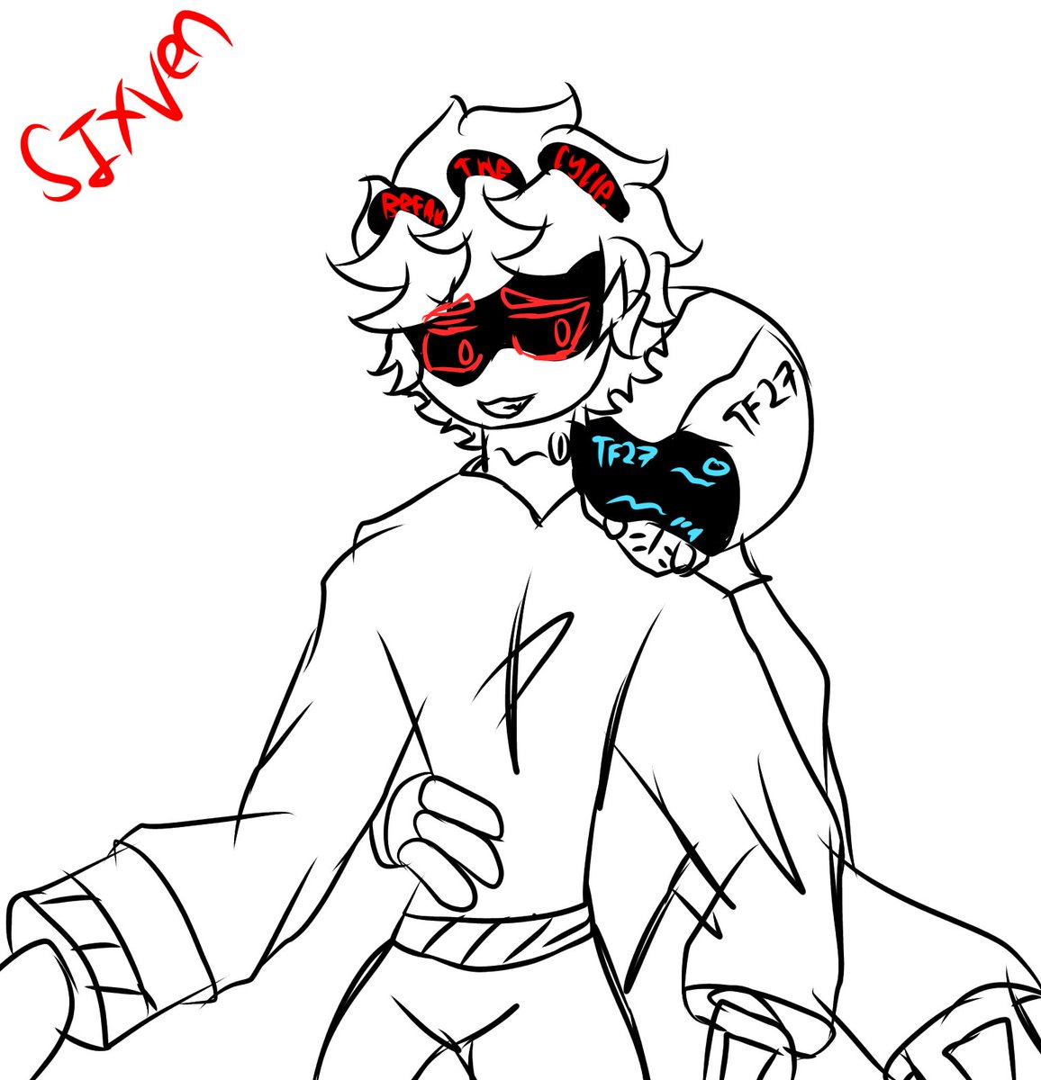 TrashCanvas's tweet photo. A Long time without drawing these ones, so I did this doodle and tomorrow im posting on my Alt something about these two #MDPang #MurderDrones #mdtwt https://t.co/PJD2umYwpY