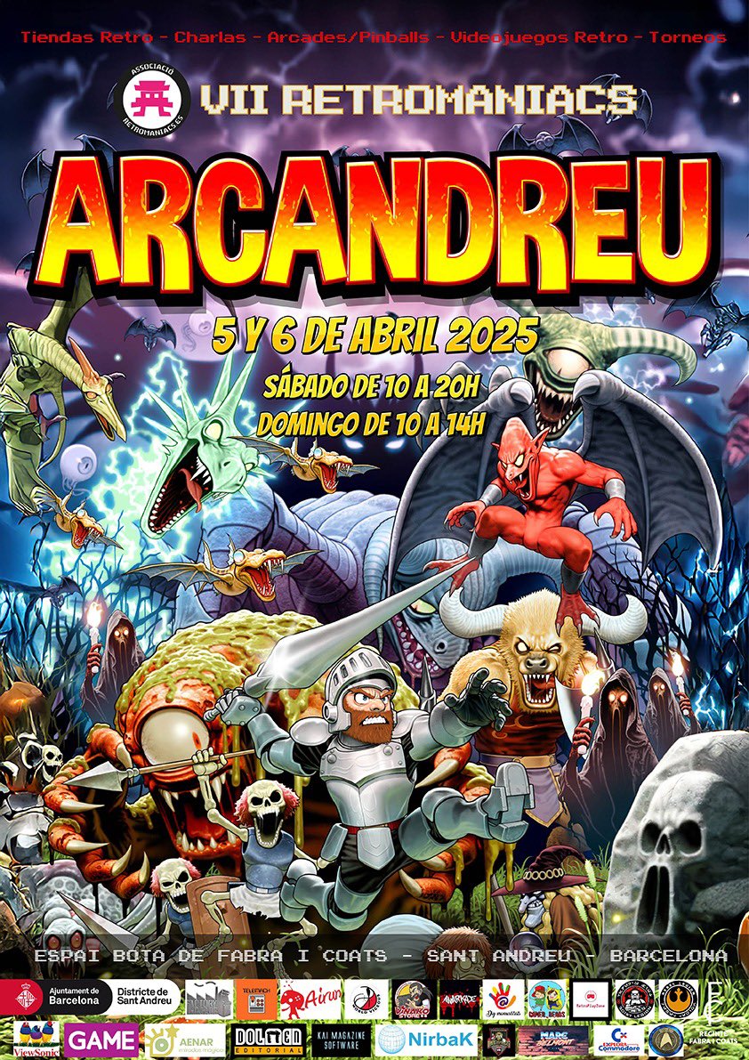 ¡𝐀𝐓𝐄𝐍𝐂𝐈𝐎́𝐍 𝐄𝐒𝐓𝐄 𝐒𝐀́𝐁𝐀𝐃𝐎 𝐂𝐎𝐌𝐈𝐄𝐍𝐙𝐀 𝐋𝐀 𝐕𝐈𝐈 𝐑𝐄𝐓𝐑𝐎𝐌𝐀𝐍𝐈𝐀𝐂𝐒 𝐀𝐑𝐂𝐀𝐍𝐃𝐑𝐄𝐔! 👾 El principal evento GRATUITO de videojuegos retro, pinballs y ordenadores clásicos de la ciudad de Barcelona, para ti y para toda tu familia

Ya tienes aquí la
