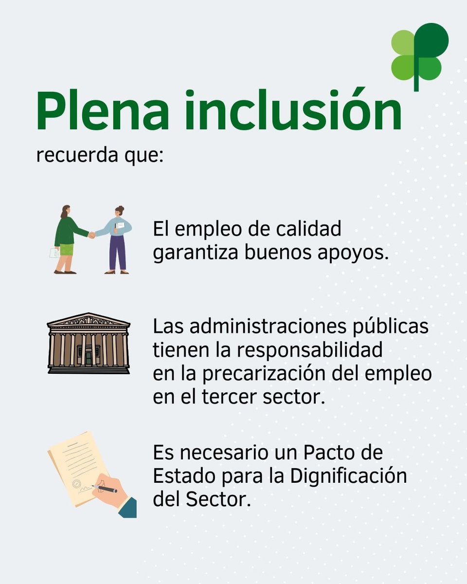 🍀El 67,6 % de profesionales del sector de apoyos y cuidados tienen formación universitaria, por encima del 46,1 % de personas ocupadas, pero su salario es + bajo 
Por ello, en la campaña #SinRecursosNOHayCuidados de <a href="/Plenainclusion/">🍀 Plena inclusión</a> se reclama la mejora de condiciones laborales⤵️