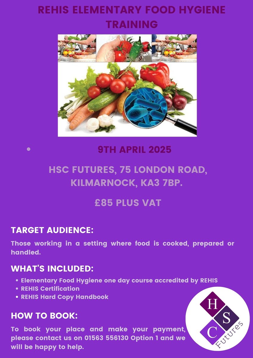 Call us on 01563 556130 Option 1 to book your place on this course.