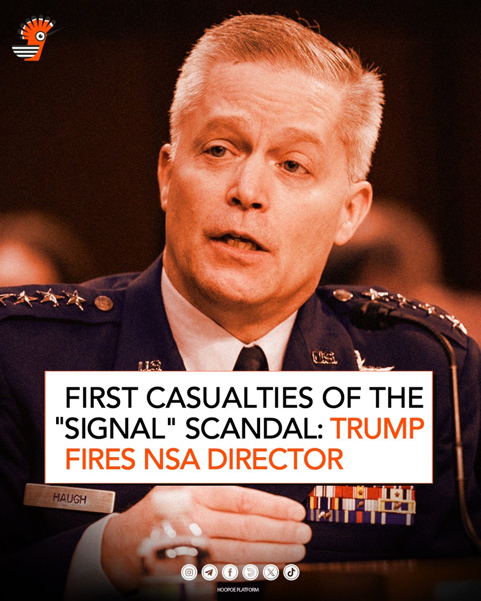 HoopoeHub1's tweet photo. US President #DonaldTrump has launched a sweeping purge within the U.S. National Security Council following the leak of classified military plans concerning #Yemen. What is happening inside the White House?

According to The @WashingtonPost, Trump dismissed National Security Agency (#NSA) Director and Cyber Command Chief #TimothyHaugh, along with his deputy, #WendyNoble, in response to the Yemen leaks.

Meanwhile, @Axios reported that Trump has also fired several senior National Security Council (NSC) officials—up to 10 in total—while firmly standing by his National Security Advisor, #MikeWaltz.

Additionally, @CNN confirmed that the dismissals extended to the NSC’s Director of Intelligence Affairs, Senior Director for Legislative Affairs, and Senior Director for Technology and National Security.