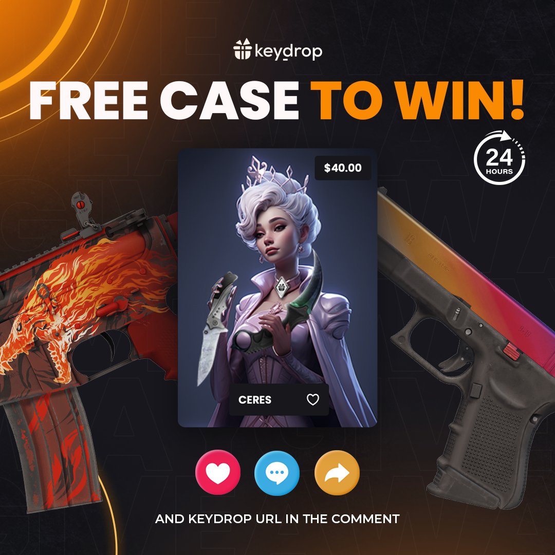 🏆 Ready to grab a FREE case? Just follow these steps 👇

❤️ Like last 3 posts
🤝 Follow us!
🔁 Retweet!

⏰ Wait 24 hours!
⚠️ Remember to add your keydrop profile url in the comments