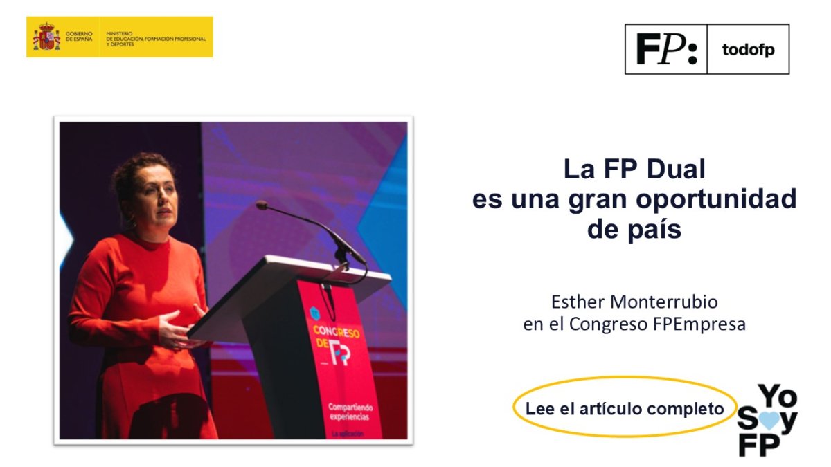 📢 La secretaria general de FP ha destacado la labor de los centros de FP y sus equipos docentes en la implantación de la Ley de Formación Profesional. #TodoFP #YoSoyFP
🔴 Inscripciones:
🔎 todofp.es/comunes/notici…