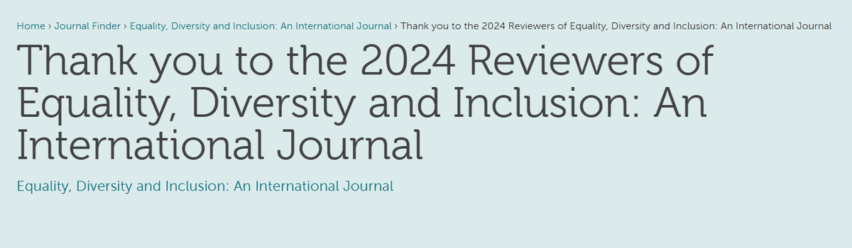EDI Journal (@edi_journal) on Twitter photo A huge thank you to our incredible <a href="/EDI_Journal/">EDI Journal</a> reviewers of 2024! ❤️ We're grateful for your time, dedication, and invaluable contributions in supporting this important work!👇
emeraldgrouppublishing.com/journal/edi/th… A huge thank you to our incredible <a href="/EDI_Journal/">EDI Journal</a> reviewers of 2024! ❤️ We're grateful for your time, dedication, and invaluable contributions in supporting this important work!👇
emeraldgrouppublishing.com/journal/edi/th…