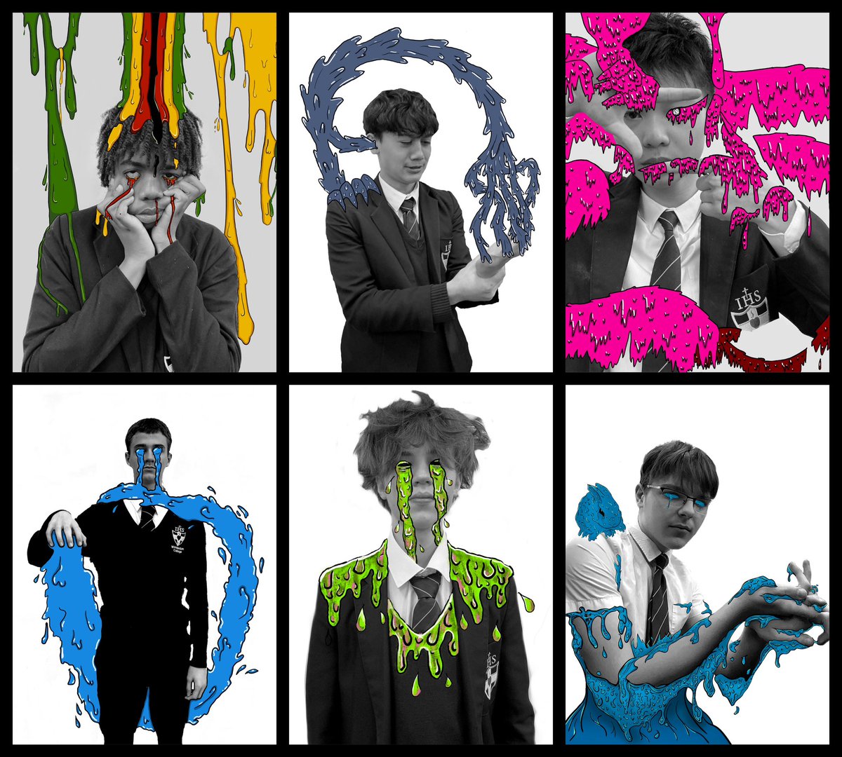 We love these fantastic pieces of Grime Art created by our #Year10 #KS4 #GCSE #Art pupils in response to the artist Richie Velazquez using Procreate on iPads. Well done, boys! #loveteaching #proudteacher