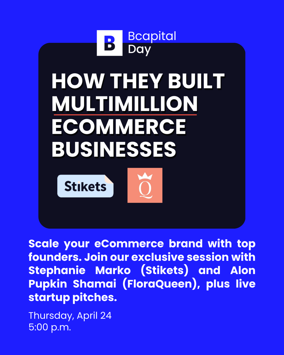 bcombinator_'s tweet image. Secure your spot for Bcapital Day at Bcombinator on April 24! Enjoy free coworking and an inspiring session with two eCommerce trailblazers. Limited spaces—act fast!
mk.bcombinator.com/ff641996c6768f…